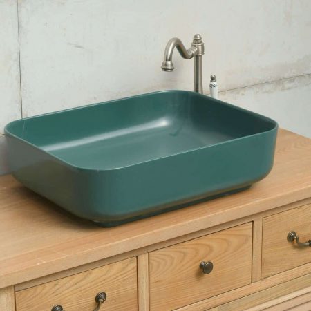 כיור אמבטיה מלבני מט ירוק